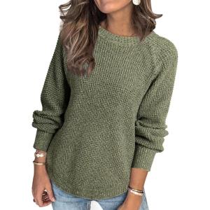 imageDokotoo Womens Oversized Sweaters 2025 Long Sleeve Waffle Knit Casual Chunky Pullover Sweater Fall Outfits ClothesVineyard Green