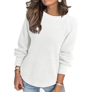 imageDokotoo Womens Oversized Sweaters 2025 Long Sleeve Waffle Knit Casual Chunky Pullover Sweater Fall Outfits ClothesWhite