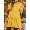 imageDokotoo Womens Dresses 2025 Summer Spring V Neck Short Sleeve Casual A Line Flowy Swing Shift Dress Mini DressBanana Cream