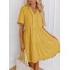 imageDokotoo Womens Dresses 2025 Summer Spring V Neck Short Sleeve Casual A Line Flowy Swing Shift Dress Mini DressBanana Cream