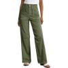 imageDokotoo Womens Cargo Pants Women Baggy Wide Leg High Waist Casual Pants Jean Stretch PantsGreen 01
