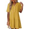 imageDokotoo Womens Dresses 2025 Summer Spring V Neck Short Sleeve Casual A Line Flowy Swing Shift Dress Mini DressBanana Cream