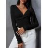imageDokotoo Long Sleeve Tops for Women Spring Fall 2025 Womens V Neck Sexy T Shirts for Women Fitted Shirts Tight Basic TeeA Black