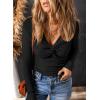 imageDokotoo Long Sleeve Tops for Women Spring Fall 2025 Womens V Neck Sexy T Shirts for Women Fitted Shirts Tight Basic TeeA Black