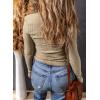 imageDokotoo Long Sleeve Tops for Women Spring Fall 2025 Womens V Neck Sexy T Shirts for Women Fitted Shirts Tight Basic TeeA Khaki