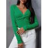 imageDokotoo Long Sleeve Tops for Women Spring Fall 2025 Womens V Neck Sexy T Shirts for Women Fitted Shirts Tight Basic TeeBright Green