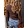 imageDokotoo Long Sleeve Tops for Women Spring Fall 2025 Womens V Neck Sexy T Shirts for Women Fitted Shirts Tight Basic TeeCoffee
