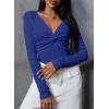 imageDokotoo Long Sleeve Tops for Women Spring Fall 2025 Womens V Neck Sexy T Shirts for Women Fitted Shirts Tight Basic TeeDark Blue