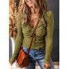 imageDokotoo Long Sleeve Tops for Women Spring Fall 2025 Womens V Neck Sexy T Shirts for Women Fitted Shirts Tight Basic TeeGuacamole Green