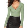 imageDokotoo Long Sleeve Tops for Women Spring Fall 2025 Womens V Neck Sexy T Shirts for Women Fitted Shirts Tight Basic TeeMoonlight Jade