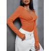 imageDokotoo Long Sleeve Tops for Women Spring Fall 2025 Womens V Neck Sexy T Shirts for Women Fitted Shirts Tight Basic TeeOrange
