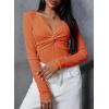 imageDokotoo Long Sleeve Tops for Women Spring Fall 2025 Womens V Neck Sexy T Shirts for Women Fitted Shirts Tight Basic TeeOrange
