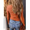 imageDokotoo Long Sleeve Tops for Women Spring Fall 2025 Womens V Neck Sexy T Shirts for Women Fitted Shirts Tight Basic TeeOrange