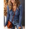imageDokotoo Long Sleeve Tops for Women Spring Fall 2025 Womens V Neck Sexy T Shirts for Women Fitted Shirts Tight Basic TeeSky Blue