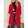 imageDokotoo Womens 2025 Fashion Casual Open Front Long Sleeve Chunky Cable Knit Cardigans Sweaters Outerwear Coats with PocketsRed