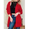 imageDokotoo Womens 2025 Fashion Casual Open Front Long Sleeve Chunky Cable Knit Cardigans Sweaters Outerwear Coats with PocketsRed
