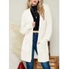 imageDokotoo Womens 2025 Fashion Casual Open Front Long Sleeve Chunky Cable Knit Cardigans Sweaters Outerwear Coats with PocketsWhite
