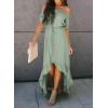 imageDokotoo Womens 2025 Off The Shoulder Casual Short Sleeve Maxi Dress High Low Solid Cocktail Skater Dresses