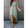 imageDokotoo Womens 2025 Off The Shoulder Casual Short Sleeve Maxi Dress High Low Solid Cocktail Skater Dresses
