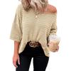 imageDokotoo Womens Casual 34 Sleeve Loose Tunic Tops Lightweight Knit Fall Pulover Sweater BlousesApricot