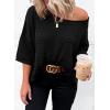 imageDokotoo Womens Casual 34 Sleeve Loose Tunic Tops Lightweight Knit Fall Pulover Sweater BlousesBlack