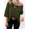 imageDokotoo Womens Casual 34 Sleeve Loose Tunic Tops Lightweight Knit Fall Pulover Sweater BlousesGreen