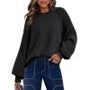 imageDokotoo Womens Casual Long Sleeve Sweaters Loose Crewneck Cable Knit Pullover Sweater Jumper TopsBlack