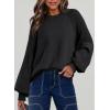 imageDokotoo Womens Casual Long Sleeve Sweaters Loose Crewneck Cable Knit Pullover Sweater Jumper TopsBlack