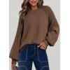 imageDokotoo Womens Casual Long Sleeve Sweaters Loose Crewneck Cable Knit Pullover Sweater Jumper TopsCoffee