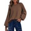 imageDokotoo Womens Casual Long Sleeve Sweaters Loose Crewneck Cable Knit Pullover Sweater Jumper TopsCoffee