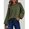 imageDokotoo Womens Casual Long Sleeve Sweaters Loose Crewneck Cable Knit Pullover Sweater Jumper TopsGreen