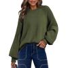 imageDokotoo Womens Casual Long Sleeve Sweaters Loose Crewneck Cable Knit Pullover Sweater Jumper TopsGreen