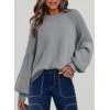 imageDokotoo Womens Casual Long Sleeve Sweaters Loose Crewneck Cable Knit Pullover Sweater Jumper TopsGrey