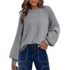 imageDokotoo Womens Casual Long Sleeve Sweaters Loose Crewneck Cable Knit Pullover Sweater Jumper TopsGrey