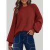 imageDokotoo Womens Casual Long Sleeve Sweaters Loose Crewneck Cable Knit Pullover Sweater Jumper TopsRed