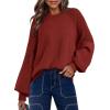 imageDokotoo Womens Casual Long Sleeve Sweaters Loose Crewneck Cable Knit Pullover Sweater Jumper TopsRed
