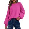 imageDokotoo Womens Casual Long Sleeve Sweaters Loose Crewneck Cable Knit Pullover Sweater Jumper TopsRose Red