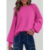 imageDokotoo Womens Casual Long Sleeve Sweaters Loose Crewneck Cable Knit Pullover Sweater Jumper TopsRose Red