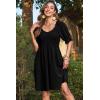 imageDokotoo Womens Summer Dresses 2025 Short Sleeve Square Neck Smocked Elastic Waist Ruffle Tiered Casual Swing Mini DressBlack