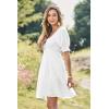 imageDokotoo Womens Summer Dresses 2025 Short Sleeve Square Neck Smocked Elastic Waist Ruffle Tiered Casual Swing Mini DressWhite