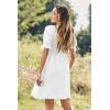 imageDokotoo Womens Summer Dresses 2025 Short Sleeve Square Neck Smocked Elastic Waist Ruffle Tiered Casual Swing Mini DressWhite