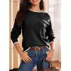 imageDokotoo Womens Sweaters Casual Crewneck Long Sleeve Pullover Sweater Jumper Tops with Chest PocketBlack