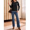imageDokotoo Womens Sweaters Casual Crewneck Long Sleeve Pullover Sweater Jumper Tops with Chest PocketBlack