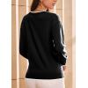 imageDokotoo Womens Sweaters Casual Crewneck Long Sleeve Pullover Sweater Jumper Tops with Chest PocketBlack