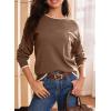 imageDokotoo Womens Sweaters Casual Crewneck Long Sleeve Pullover Sweater Jumper Tops with Chest PocketBrown