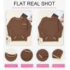 imageDokotoo Womens Sweaters Casual Crewneck Long Sleeve Pullover Sweater Jumper Tops with Chest PocketBrown