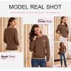 imageDokotoo Womens Sweaters Casual Crewneck Long Sleeve Pullover Sweater Jumper Tops with Chest PocketBrown
