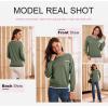 imageDokotoo Womens Sweaters Casual Crewneck Long Sleeve Pullover Sweater Jumper Tops with Chest PocketGreen