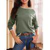imageDokotoo Womens Sweaters Casual Crewneck Long Sleeve Pullover Sweater Jumper Tops with Chest PocketGreen