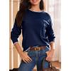 imageDokotoo Womens Sweaters Casual Crewneck Long Sleeve Pullover Sweater Jumper Tops with Chest PocketNavy Blue